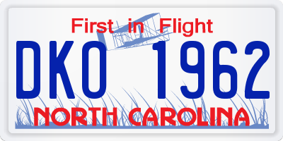 NC license plate DKO1962
