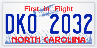 NC license plate DKO2032