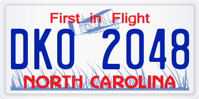NC license plate DKO2048