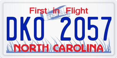 NC license plate DKO2057