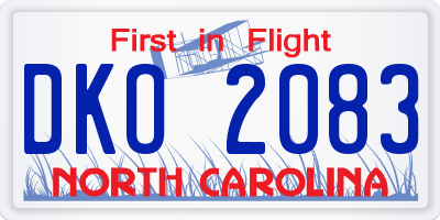 NC license plate DKO2083