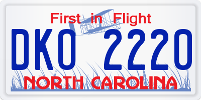 NC license plate DKO2220
