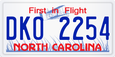 NC license plate DKO2254