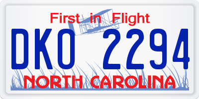 NC license plate DKO2294