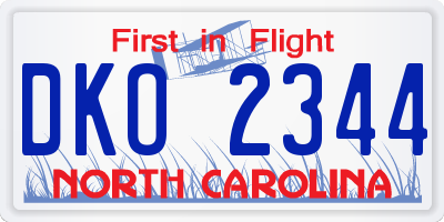NC license plate DKO2344