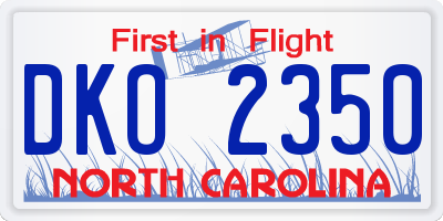 NC license plate DKO2350