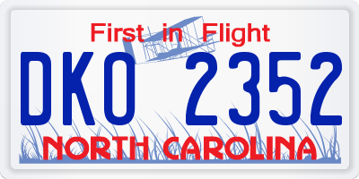 NC license plate DKO2352