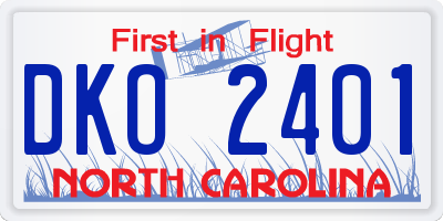 NC license plate DKO2401