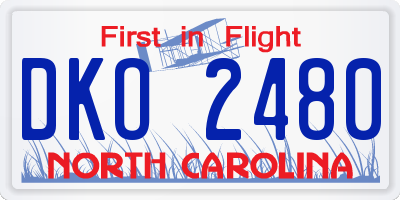 NC license plate DKO2480