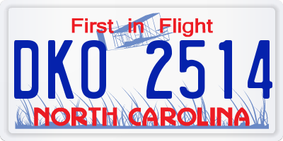 NC license plate DKO2514