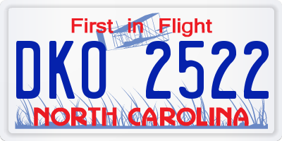 NC license plate DKO2522