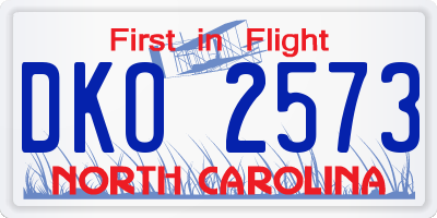 NC license plate DKO2573