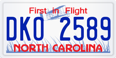 NC license plate DKO2589
