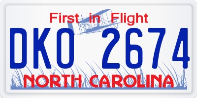 NC license plate DKO2674