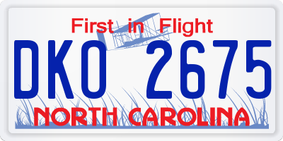NC license plate DKO2675