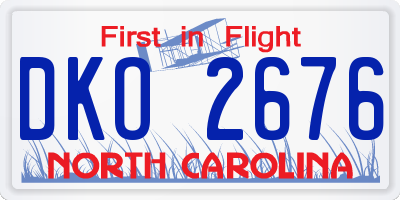 NC license plate DKO2676