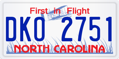 NC license plate DKO2751