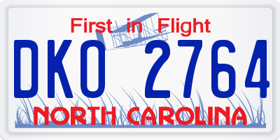 NC license plate DKO2764