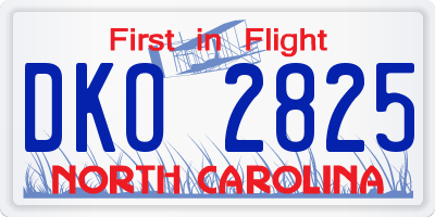 NC license plate DKO2825