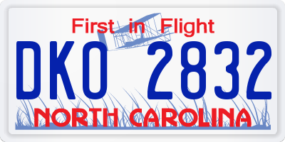 NC license plate DKO2832