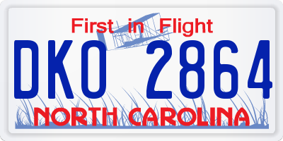 NC license plate DKO2864