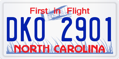 NC license plate DKO2901