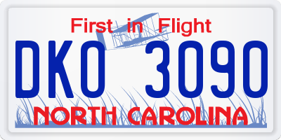 NC license plate DKO3090