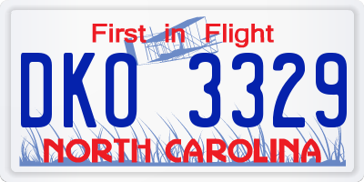 NC license plate DKO3329