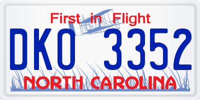 NC license plate DKO3352