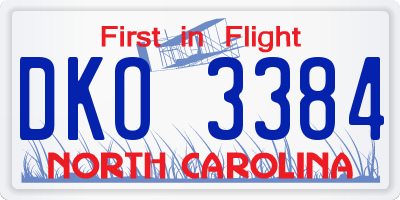 NC license plate DKO3384
