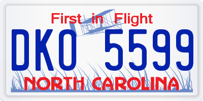 NC license plate DKO5599