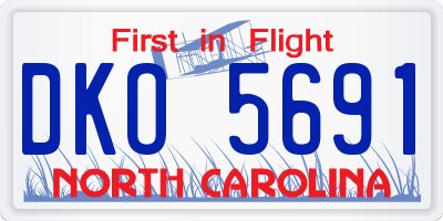 NC license plate DKO5691