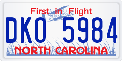 NC license plate DKO5984
