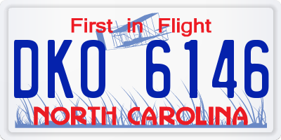 NC license plate DKO6146