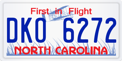 NC license plate DKO6272