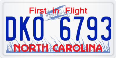 NC license plate DKO6793