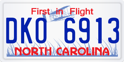 NC license plate DKO6913