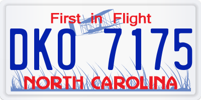 NC license plate DKO7175