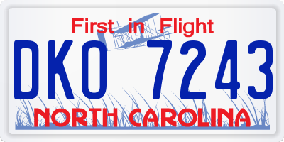 NC license plate DKO7243