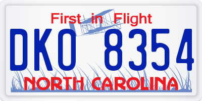 NC license plate DKO8354