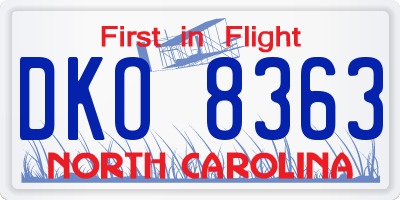 NC license plate DKO8363