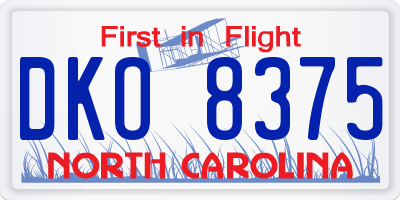 NC license plate DKO8375