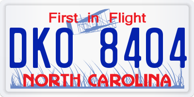 NC license plate DKO8404