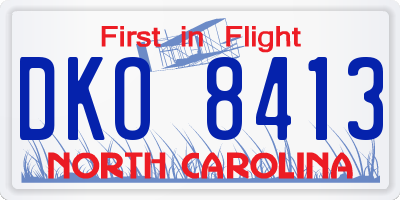NC license plate DKO8413