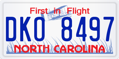 NC license plate DKO8497