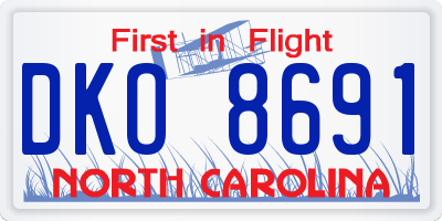 NC license plate DKO8691