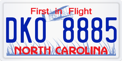 NC license plate DKO8885