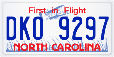 NC license plate DKO9297