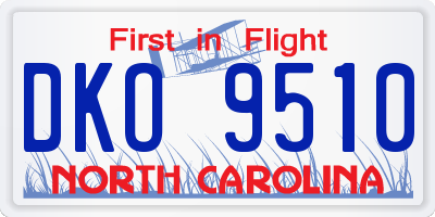 NC license plate DKO9510