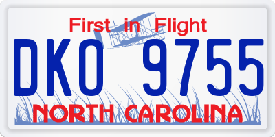 NC license plate DKO9755
